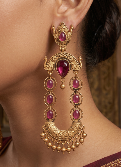 Seevee Fashion Gold Plated Kundan Stone Dangler Earrings for Women