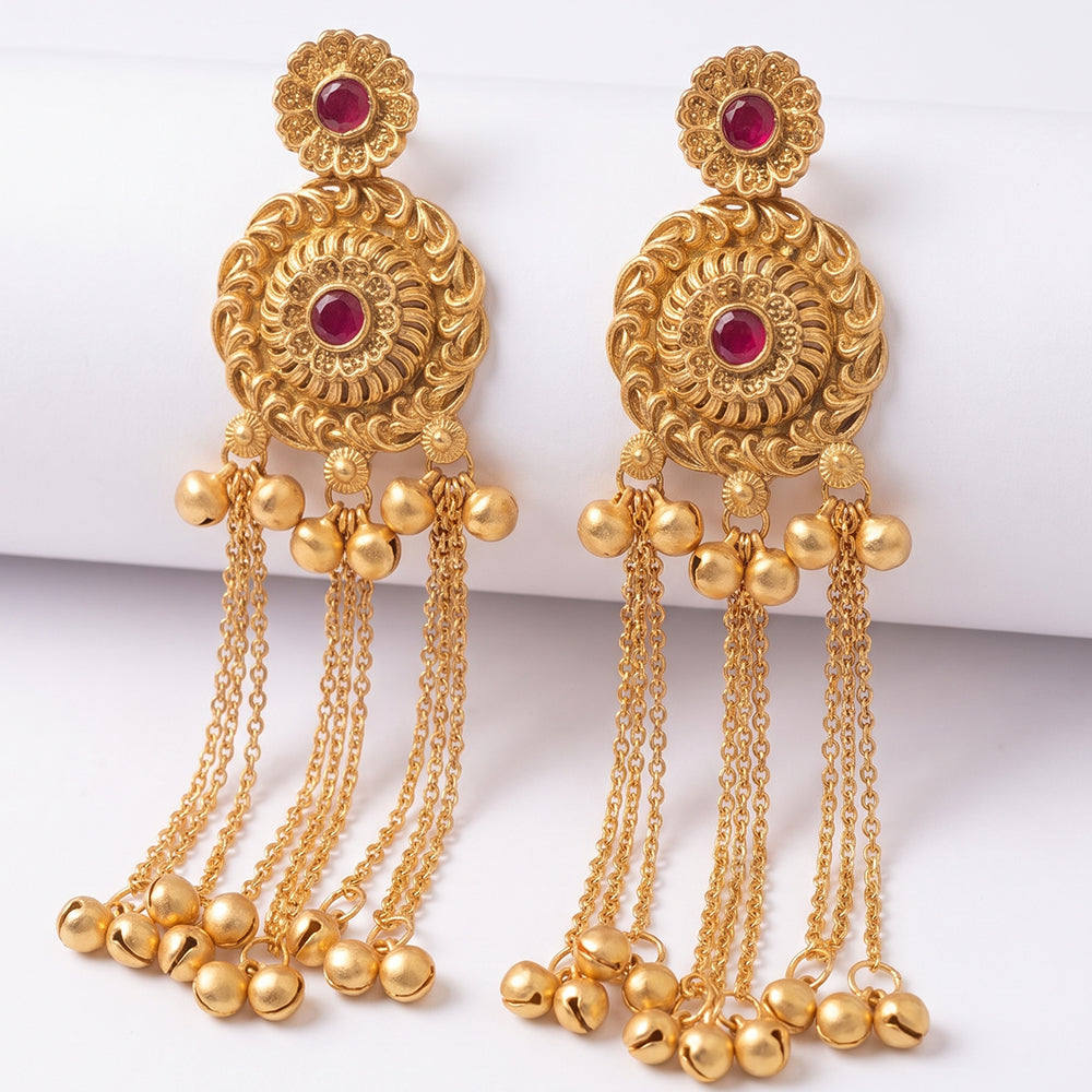 Seevee Fashion Gold Plated Pota Stone kashmiri Earrings for Women