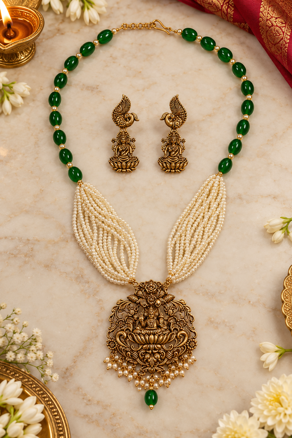 Seevee Fashion Gold Plated Temple Long Necklace Set
