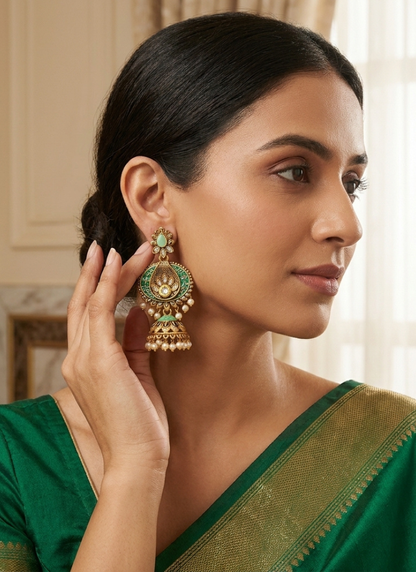 Seevee Fashion Gold Plated Kundan Stone Dangler Earrings for Women