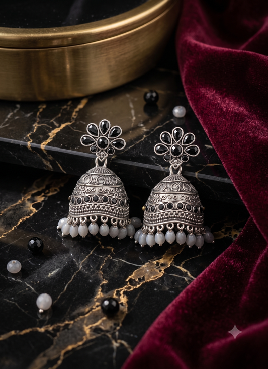Seevee Fashion Silver Plated Kundan Stone Jhumki Earrings for Women