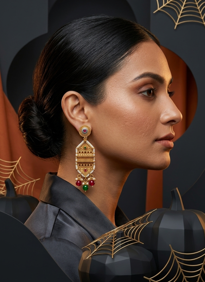 Seevee Fashion Gold Plated Pota Stone Dangler Earrings for Women