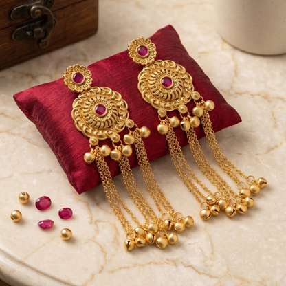 Seevee Fashion Gold Plated Pota Stone kashmiri Earrings for Women