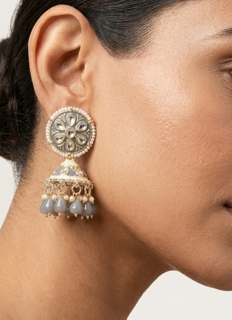 Seevee Fashion Gold Plated Kundan Stone Jhumki Earrings for Women