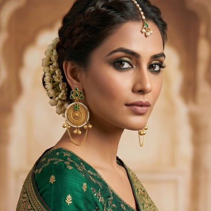 Seevee Fashion Gold Plated Kundan Pota Stone kashmiri Earrings for Women