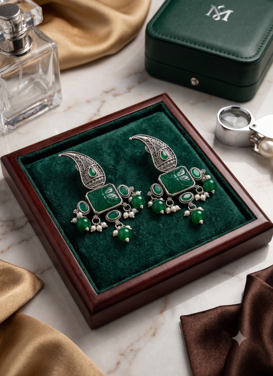 Seevee Fashion Oxidised Plated Kundan Stone Dangler Earrings for Women