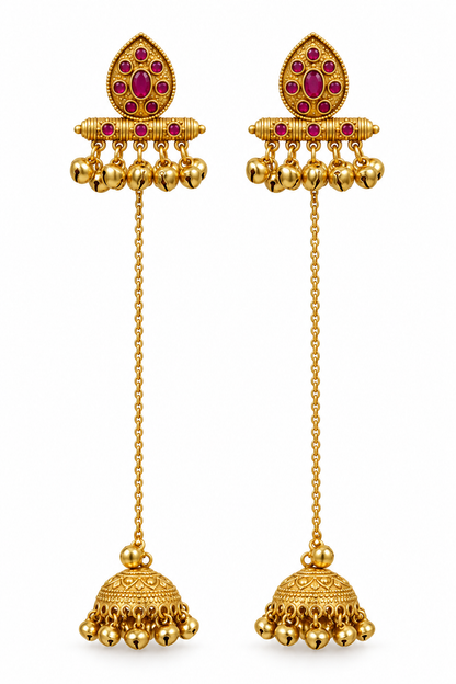 Seevee Fashion Gold Plated Pota Stone kashmiri Earrings for Women