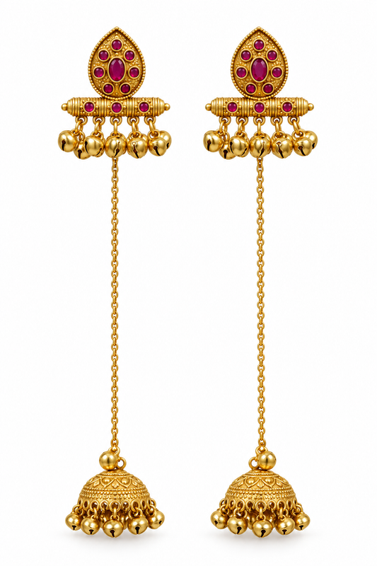 Seevee Fashion Gold Plated Pota Stone kashmiri Earrings for Women