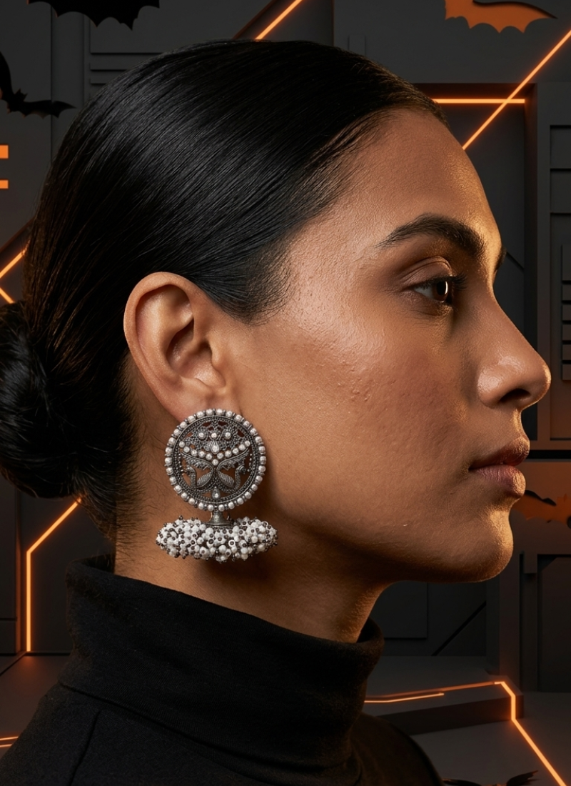 Seevee Fashion Silver Plated Pearl Jhumki Earrings for Women