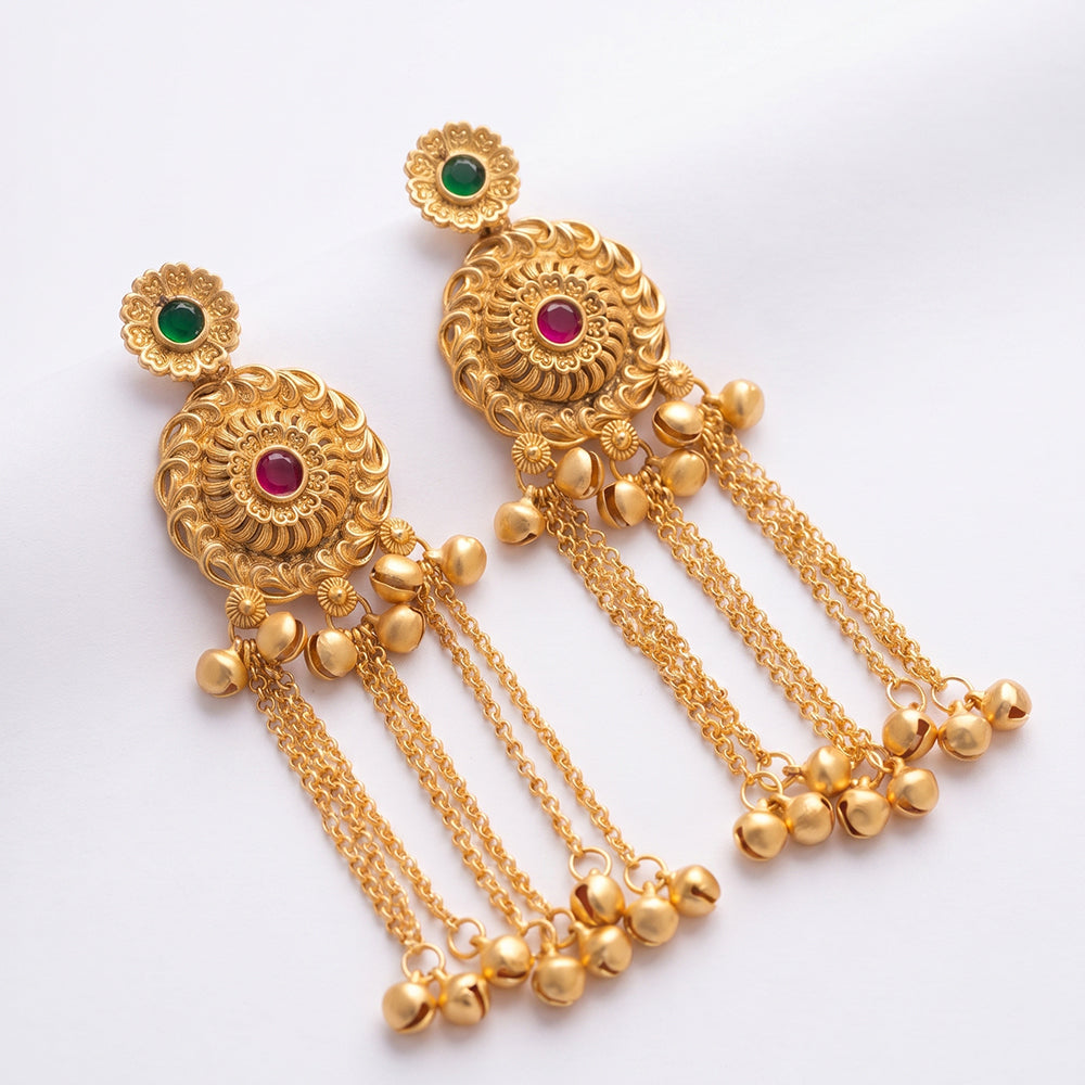Seevee Fashion Gold Plated Pota Stone kashmiri Earrings for Women