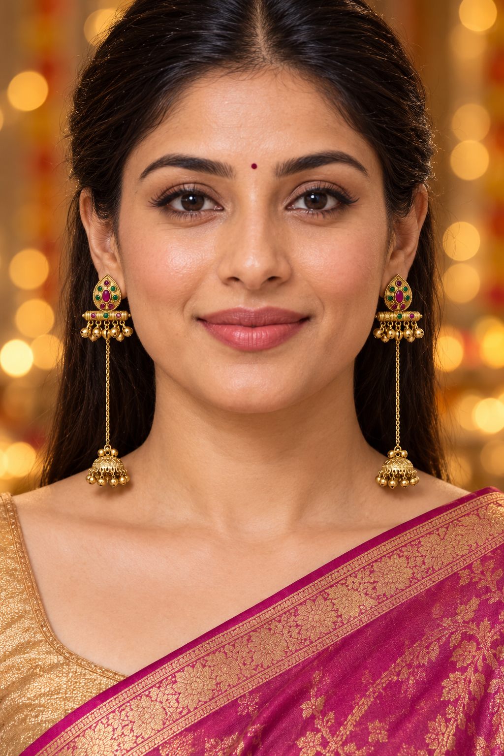 Seevee Fashion Gold Plated Pota Stone kashmiri Earrings for Women