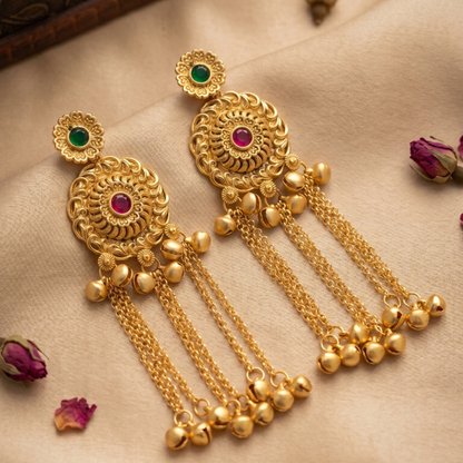 Seevee Fashion Gold Plated Pota Stone kashmiri Earrings for Women