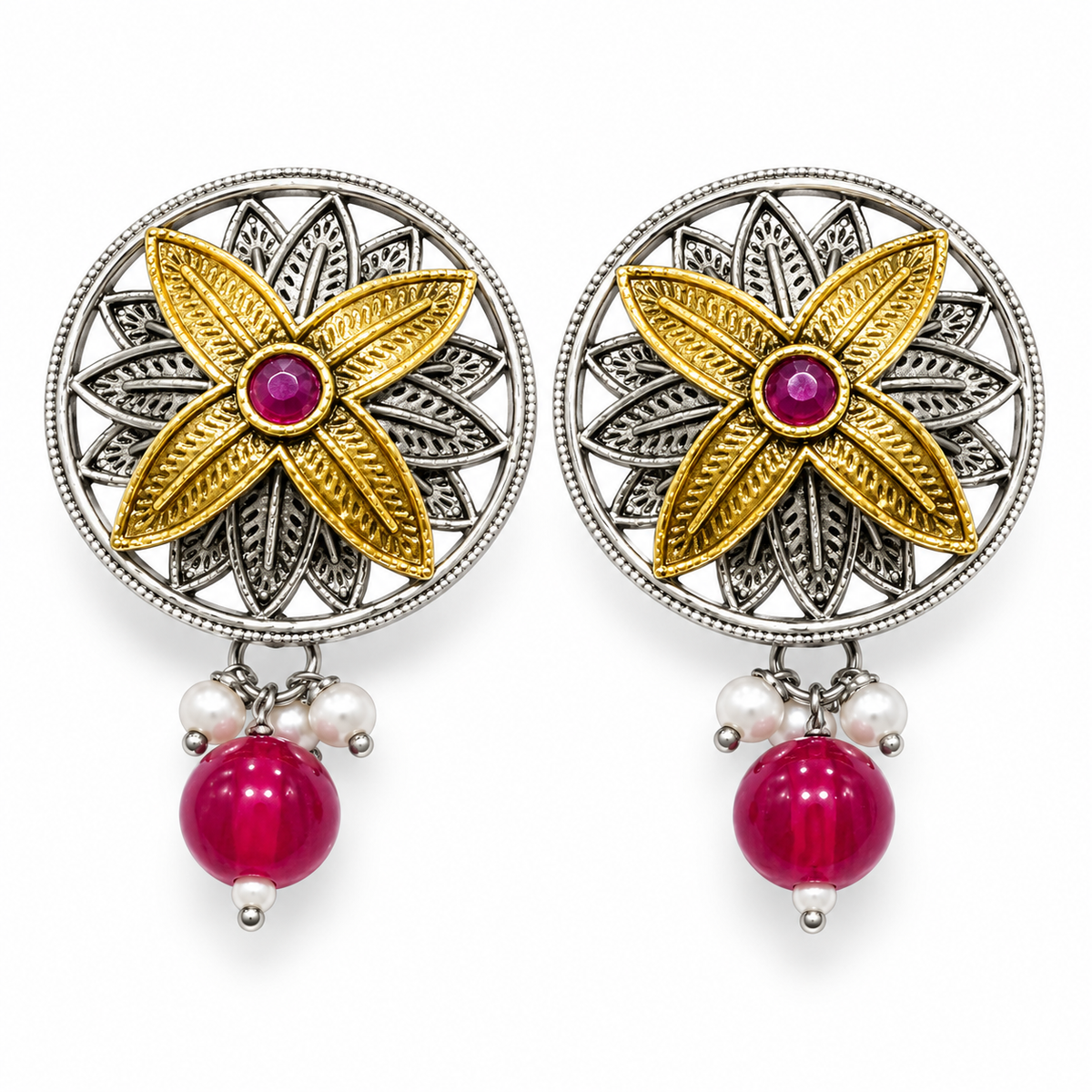 Seevee Fashion 2 Tone Plated Stud Earrings