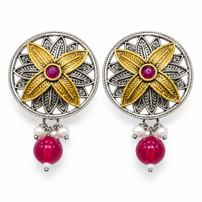Seevee Fashion 2 Tone Plated Stud Earrings