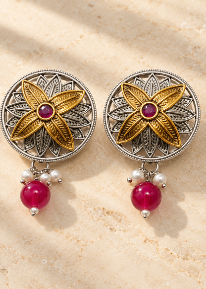 Seevee Fashion 2 Tone Plated Stud Earrings