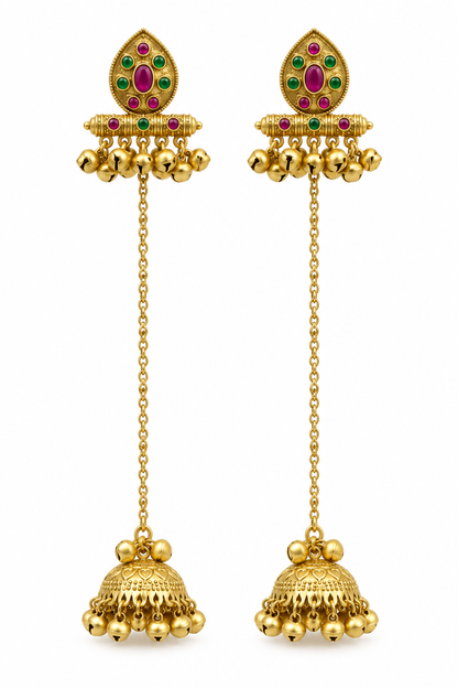 Seevee Fashion Gold Plated Pota Stone kashmiri Earrings for Women
