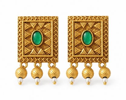 Seevee Fashion Gold Plated Pota Stone Dangler Earrings