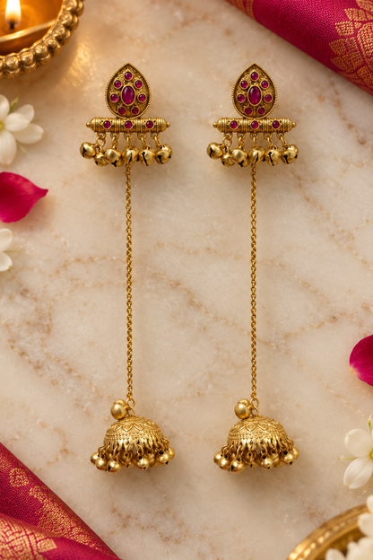 Seevee Fashion Gold Plated Pota Stone kashmiri Earrings for Women