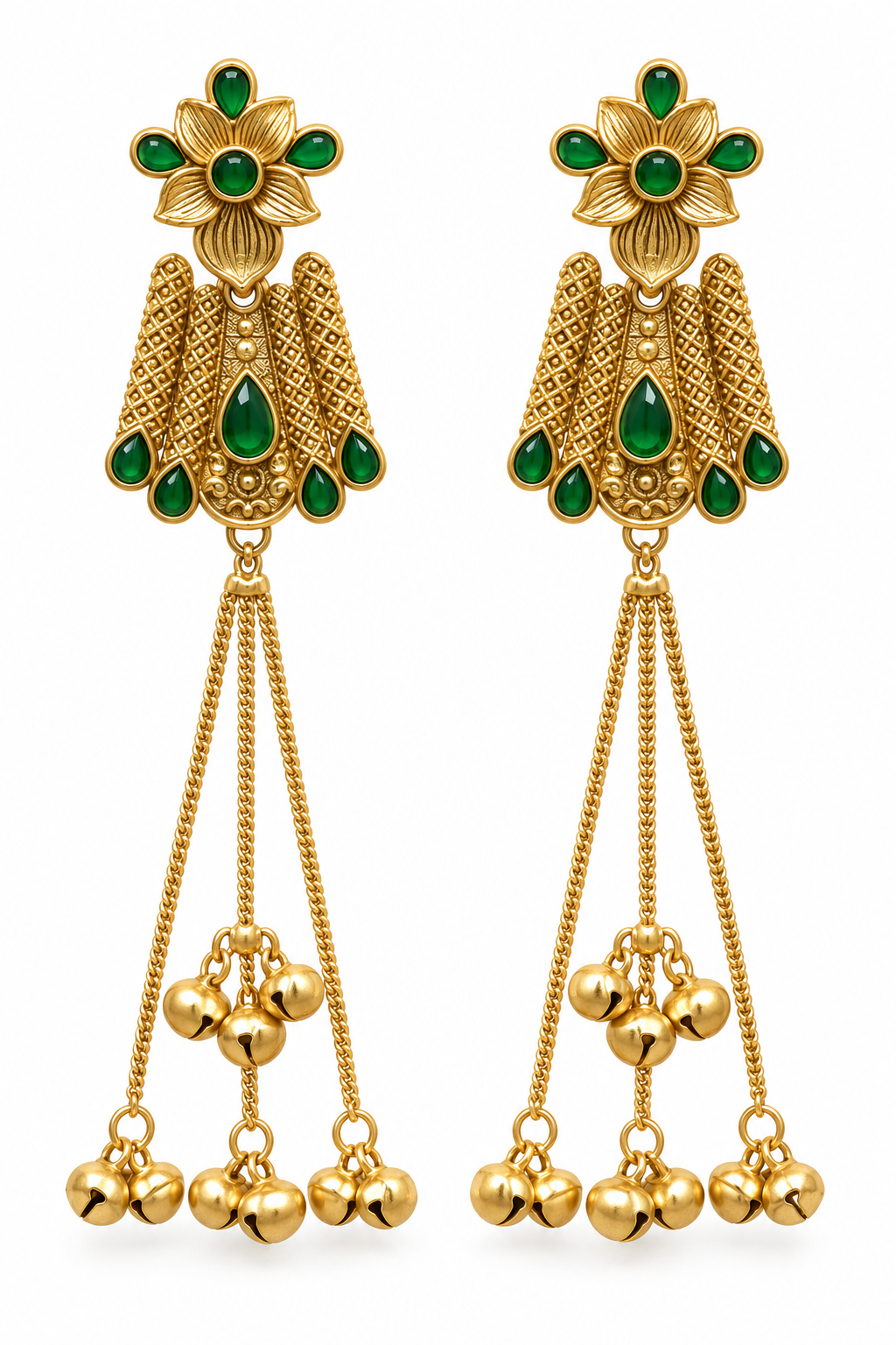 Seevee Fashion Gold Plated Pota Stone kashmiri Earrings for Women