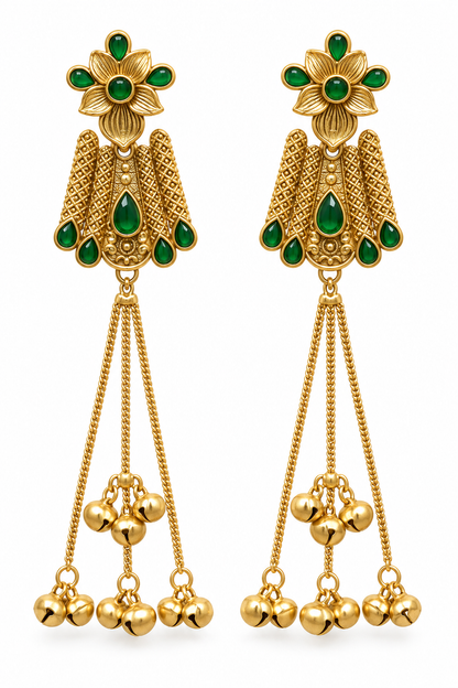 Seevee Fashion Gold Plated Pota Stone kashmiri Earrings for Women