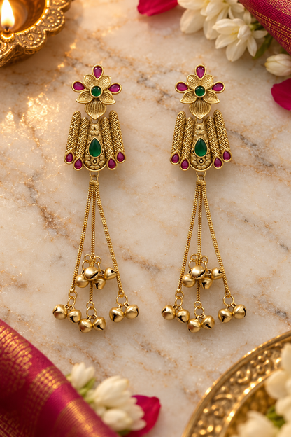 Seevee Fashion Gold Plated Pota Stone kashmiri Earrings for Women