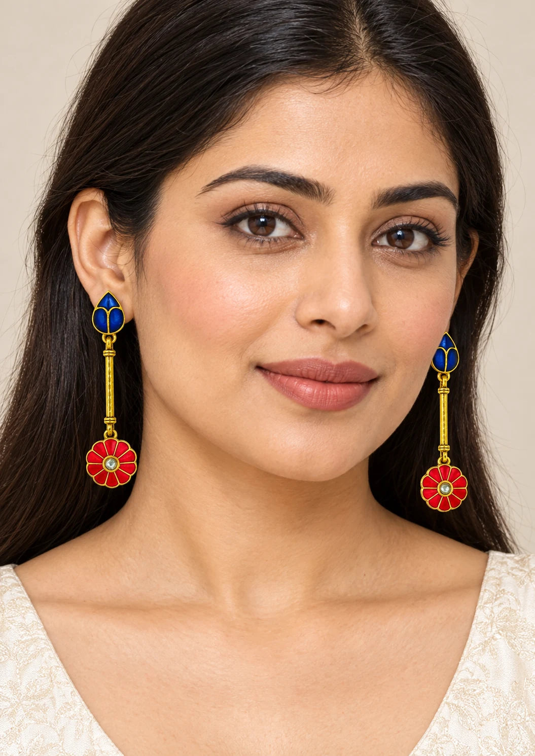 Seevee Fashion Gold Plated Floral Dangler Earrings