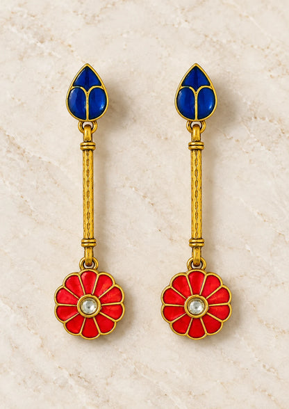 Seevee Fashion Gold Plated Floral Dangler Earrings