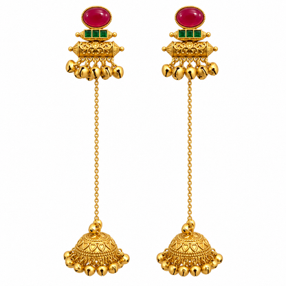 Seevee Fashion Gold Plated Pota Stone kashmiri Earrings for Women
