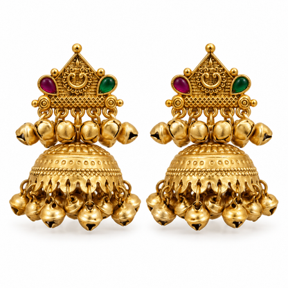 Seevee Fashion Gold Plated Pota Kundan Stone Jhumki Earrings