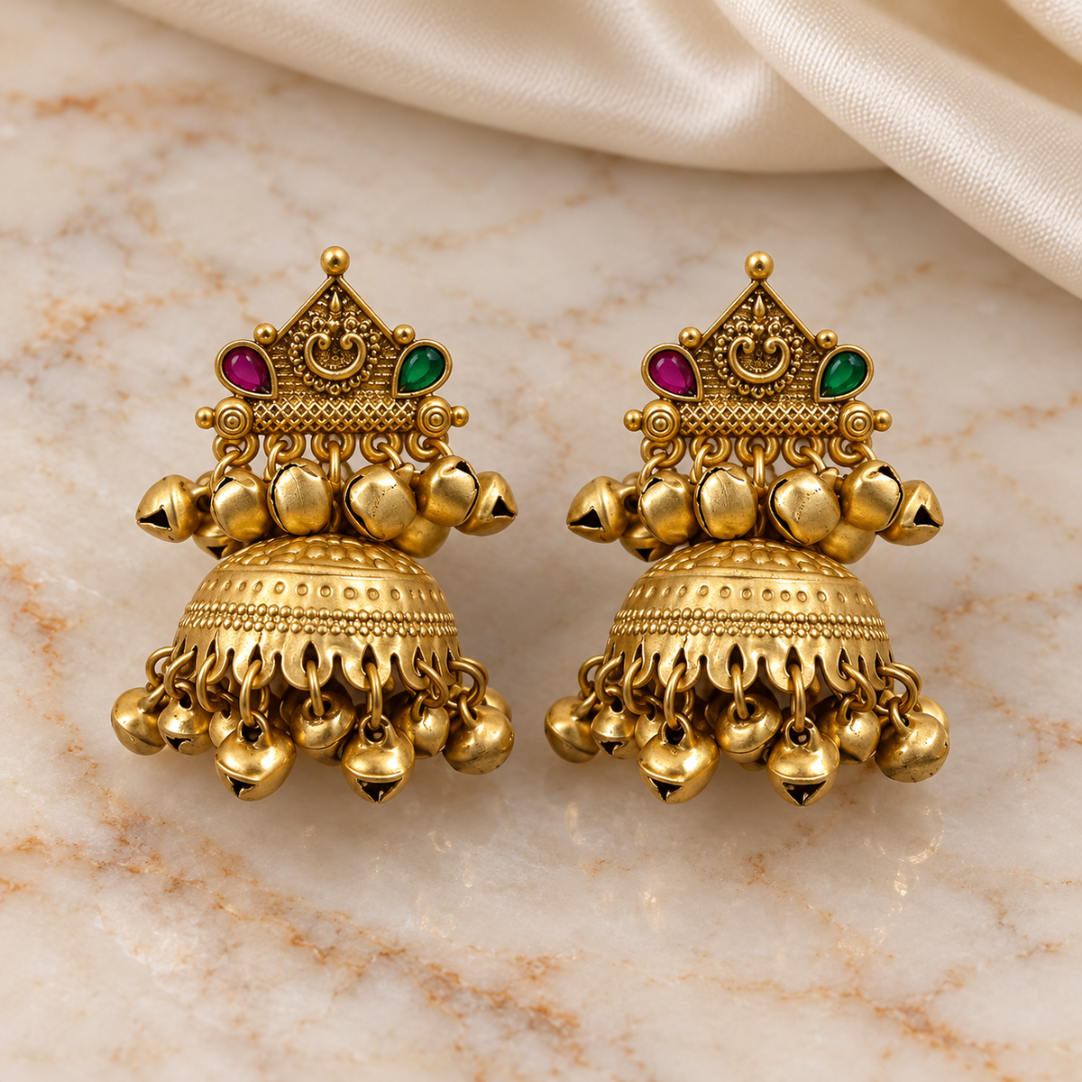 Seevee Fashion Gold Plated Pota Kundan Stone Jhumki Earrings