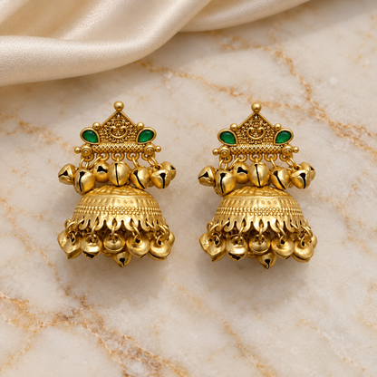 Seevee Fashion Gold Plated Pota Kundan Stone Jhumki Earrings