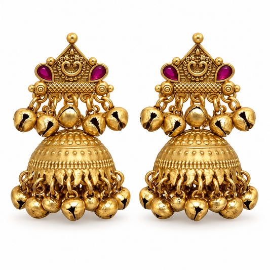 Seevee Fashion Gold Plated Pota Kundan Stone Jhumki Earrings