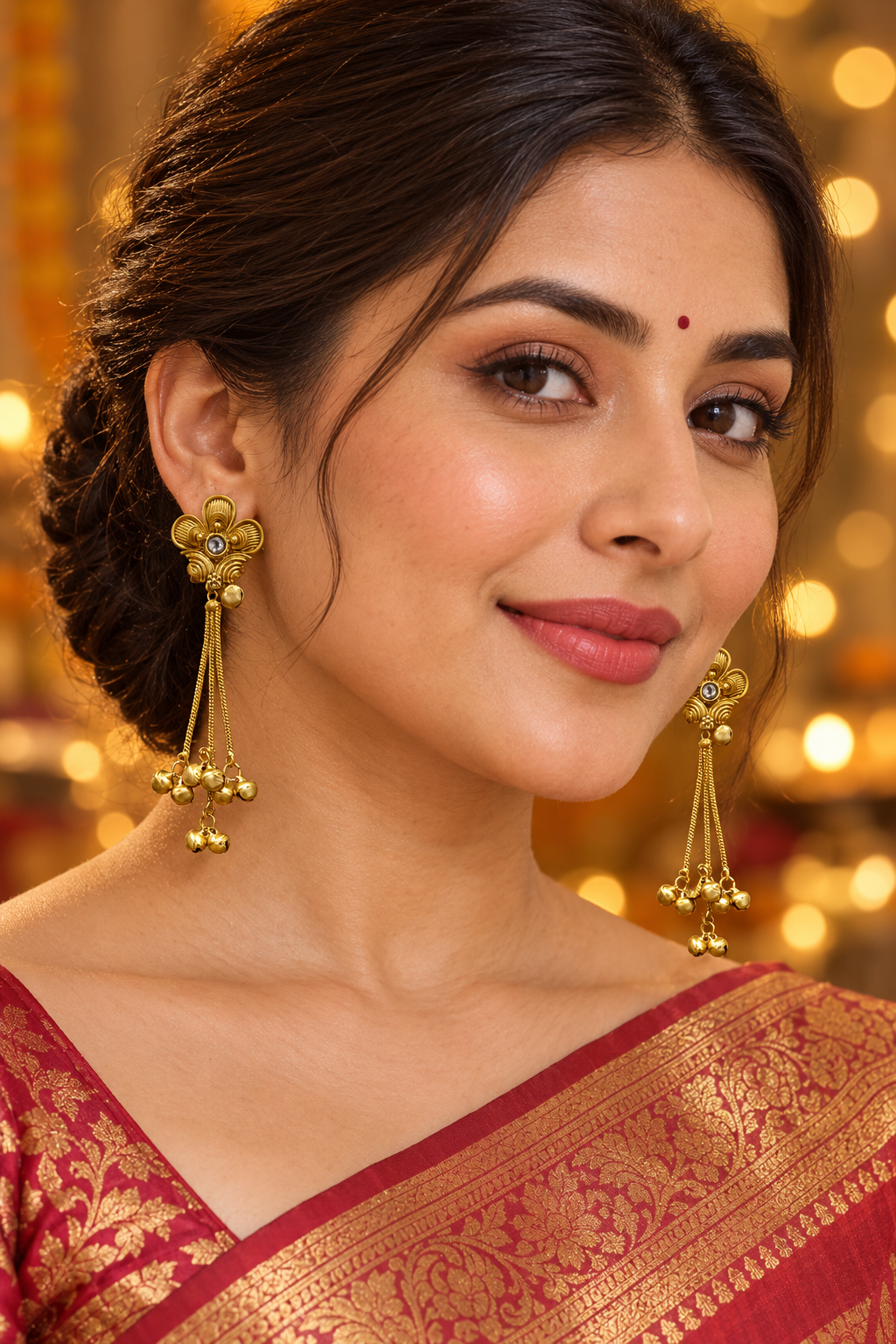 Seevee Fashion Gold Plated Pota Stone kashmiri Earrings for Women