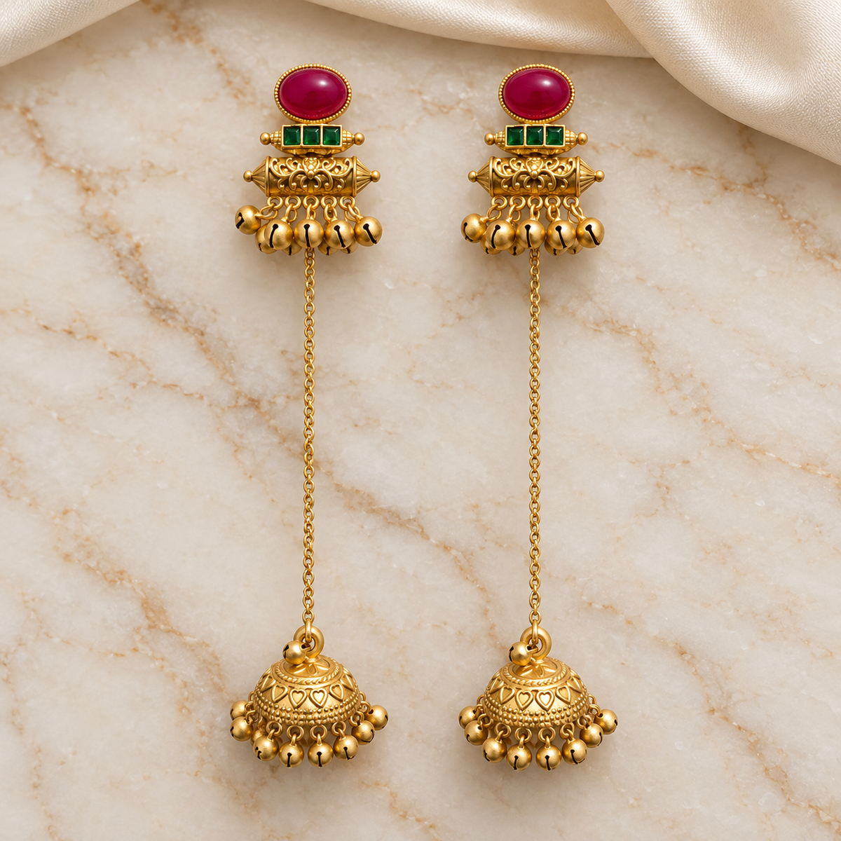 Seevee Fashion Gold Plated Pota Stone kashmiri Earrings for Women