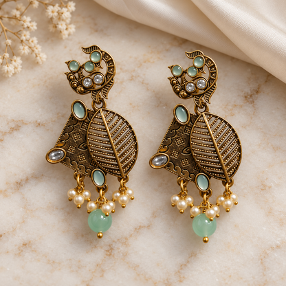 Seevee Fashion Gold Plated Kundan Stone Dangler Earrings