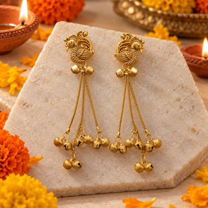 Seevee Fashion Gold Plated Peacock kashmiri Earrings for Women