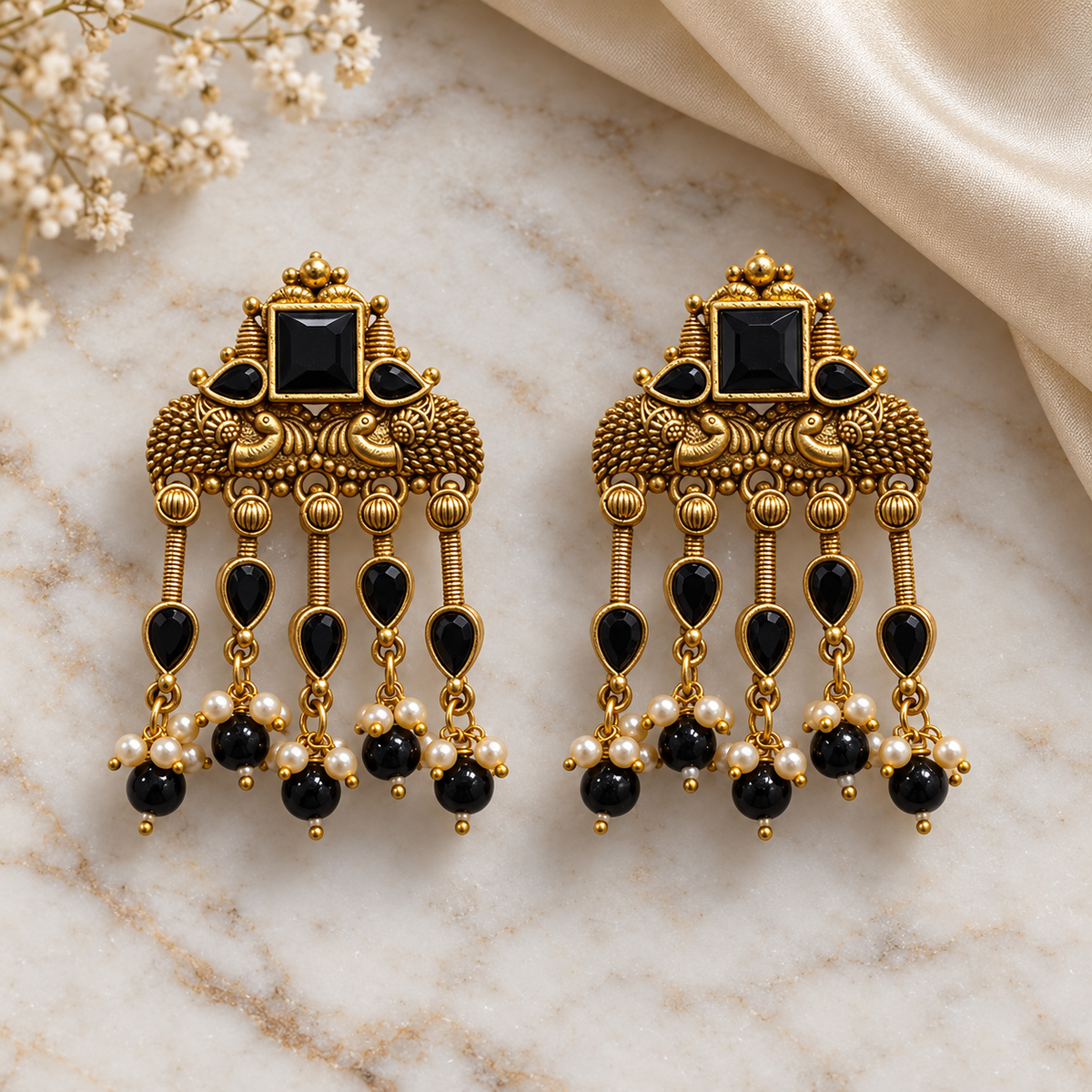 Seevee Fashion Gold Plated Kundan Stone Dangler Earrings for Women