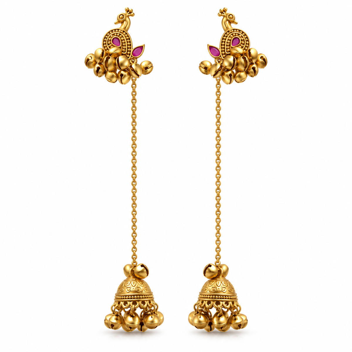 Seevee Fashion Gold Plated Pota Stone Peacock kashmiri Earrings for Women