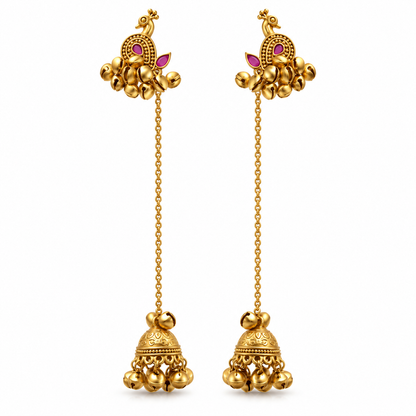 Seevee Fashion Gold Plated Pota Stone Peacock kashmiri Earrings for Women