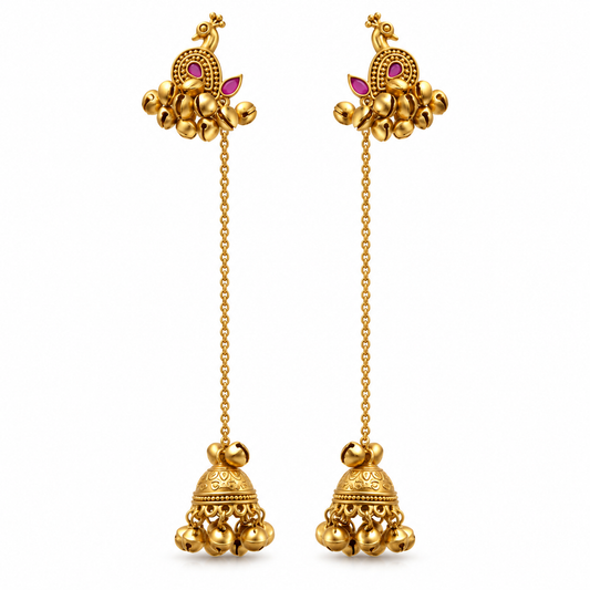 Seevee Fashion Gold Plated Pota Stone Peacock kashmiri Earrings for Women