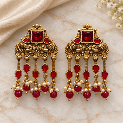 Seevee Fashion Gold Plated Kundan Stone Dangler Earrings for Women