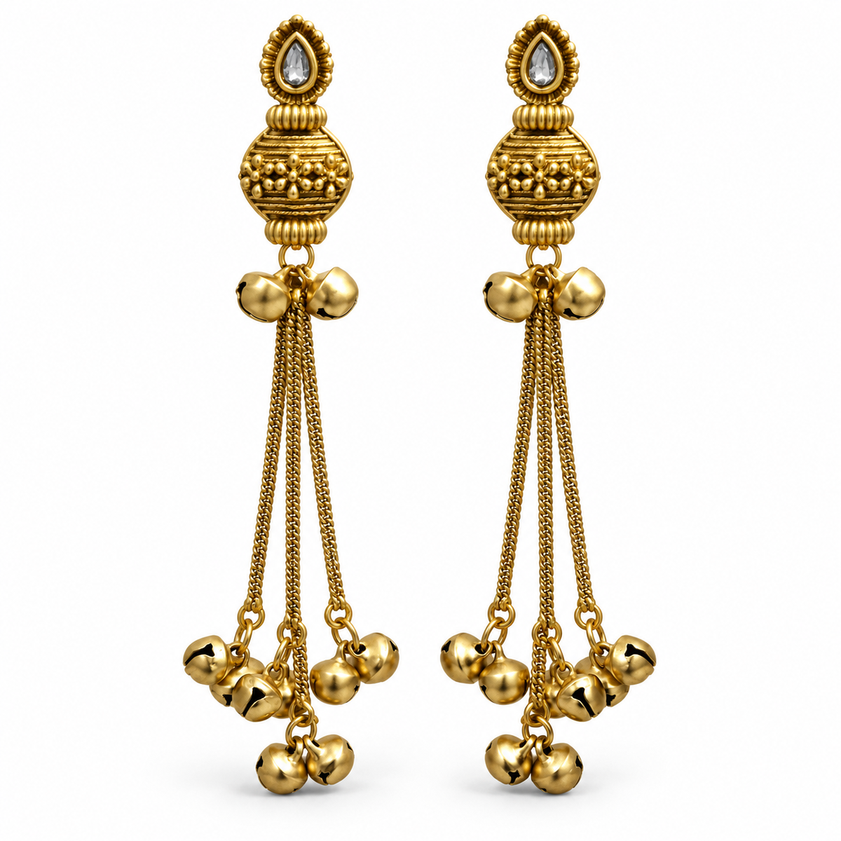 Seevee Fashion Gold Plated Pota Stone kashmiri Earrings for Women