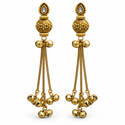 Seevee Fashion Gold Plated Pota Stone kashmiri Earrings for Women