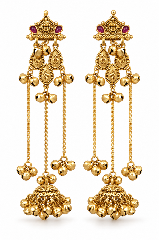 Seevee Fashion Gold Plated Pota Stone kashmiri Earrings for Women