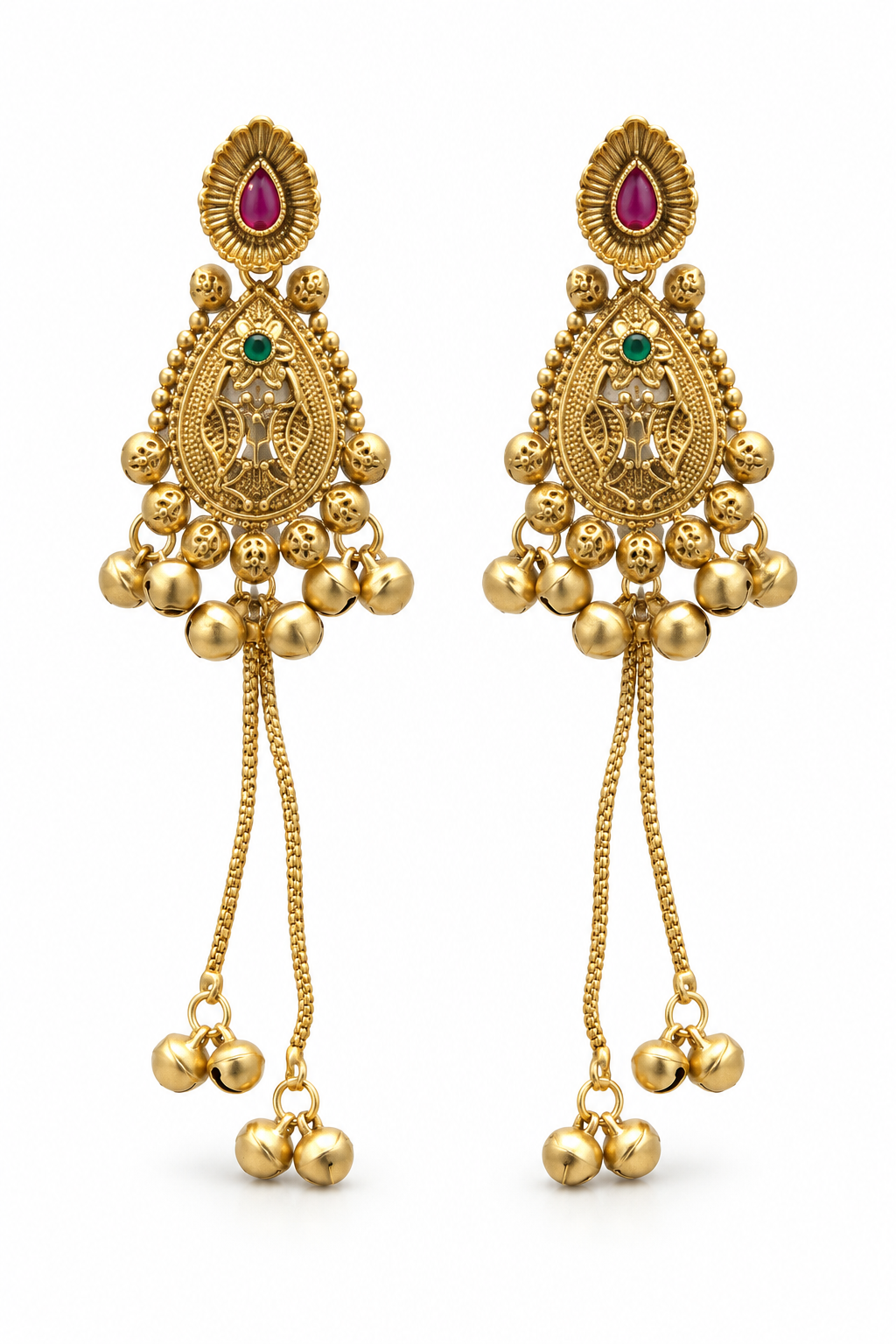 Seevee Fashion Gold Plated Pota Stone kashmiri Earrings for Women
