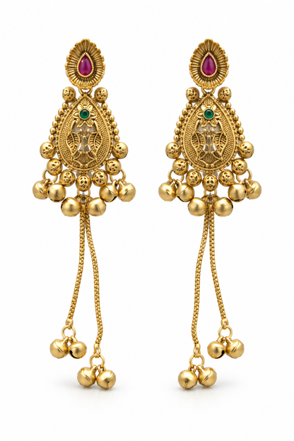 Seevee Fashion Gold Plated Pota Stone kashmiri Earrings for Women