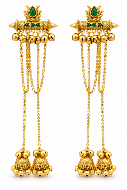 Seevee Fashion Gold Plated Pota Stone kashmiri Earrings for Women