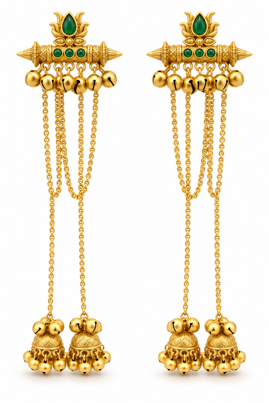Seevee Fashion Gold Plated Pota Stone kashmiri Earrings for Women