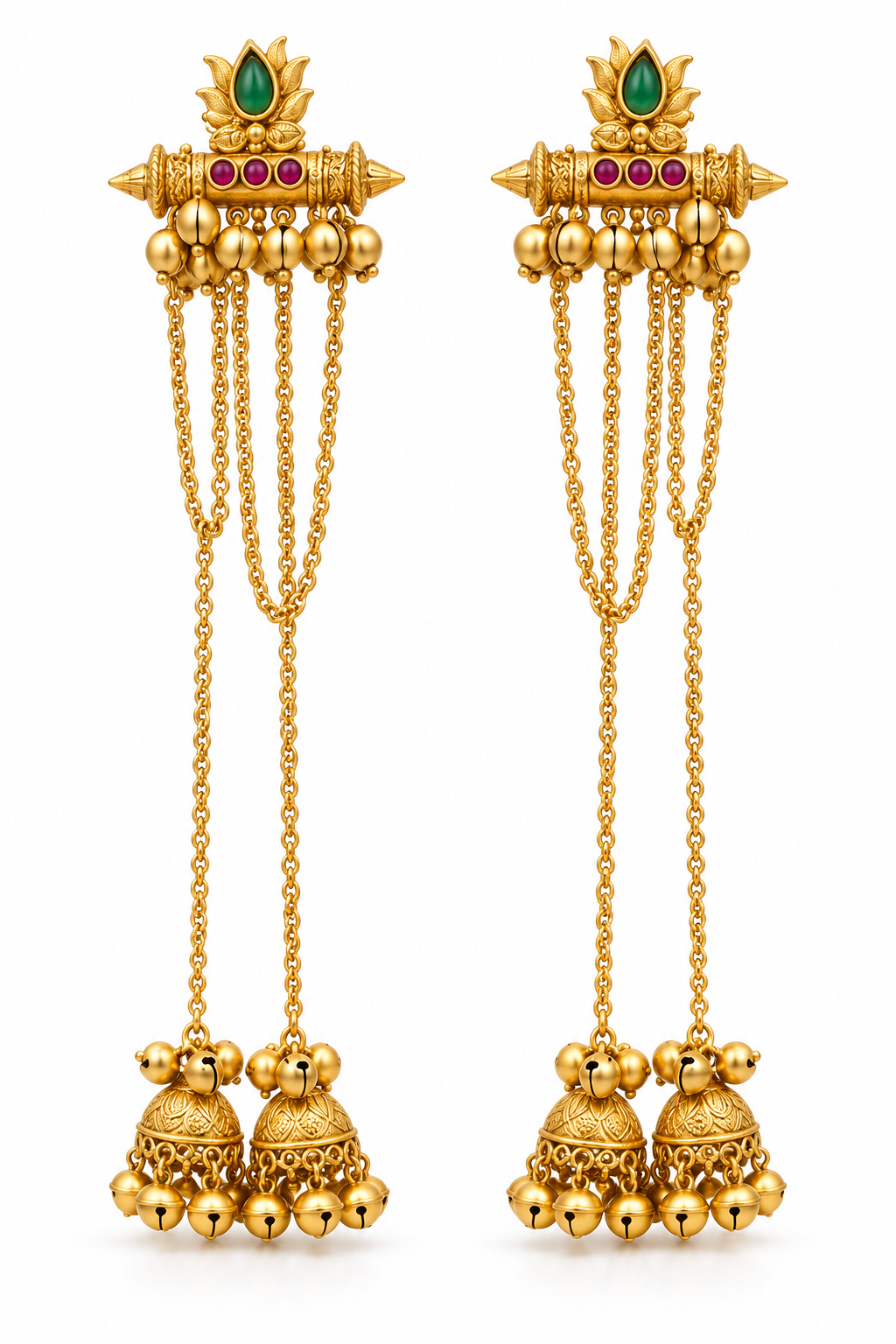 Seevee Fashion Gold Plated Pota Stone kashmiri Earrings for Women
