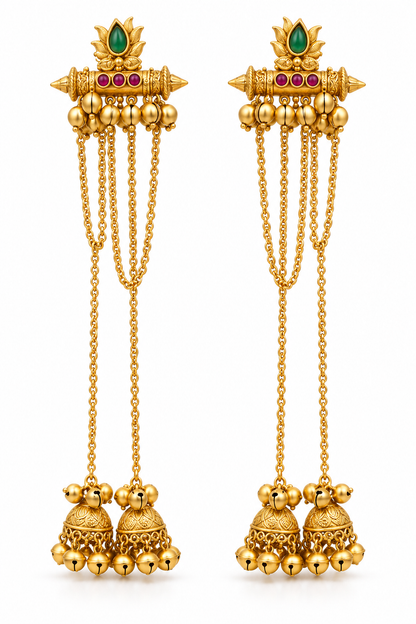 Seevee Fashion Gold Plated Pota Stone kashmiri Earrings for Women